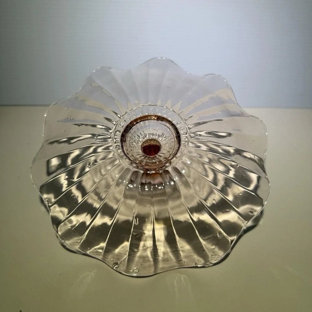 Vintage Anchor Hocking Pink Depression Glass Candy Dish  Scalloped With...